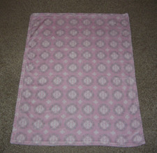 HB Hudson Baby PINK BLANKET LOVEY w/ Gray  White Print Security Blanket 30x36