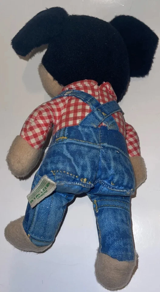 VTG Disney Knickerbocker MICKEY MOUSE Farmer Plush Overalls 1976 Stuffed Animal! - Image 4 of 4