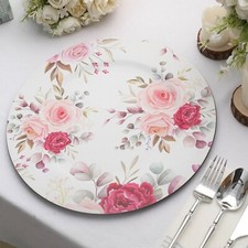 6 Round 13 in Plastic CHARGER PLATES Assorted Rose Flower Design Party Events