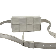 Bottega Veneta Cassette Belt 8 Intreccio White Crossbody Waxed Leather Women