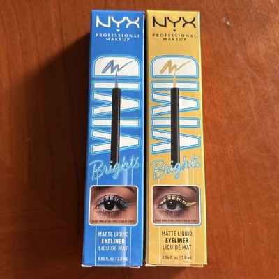NYX Vivid Brights Matte Liquid EyeLiner 2x- Had Me At Yellow & Cobalt Crush