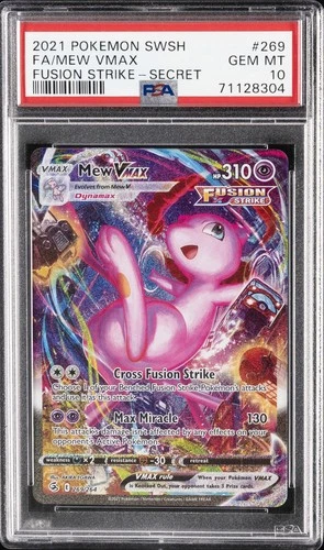2021 POKEMON SWORD & SHIELD FUSION STRIKE SECRET #269 FULL ART/MEW VMAX PSA 10