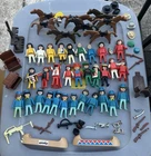 Vintage Playmobil Figures Lot With Western & Medieval Accessories & 8 Horses EUC