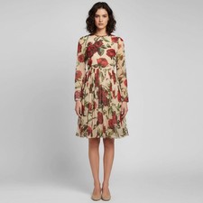 Dolce Gabbana Beige Floral Print Silk Chiffon Mini Dress S