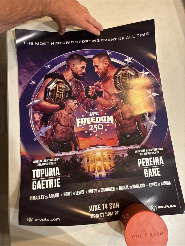 UFC FREEDOM 250 24x36 Ilia Topuria Vs Justin Gaethje Headline New Poster