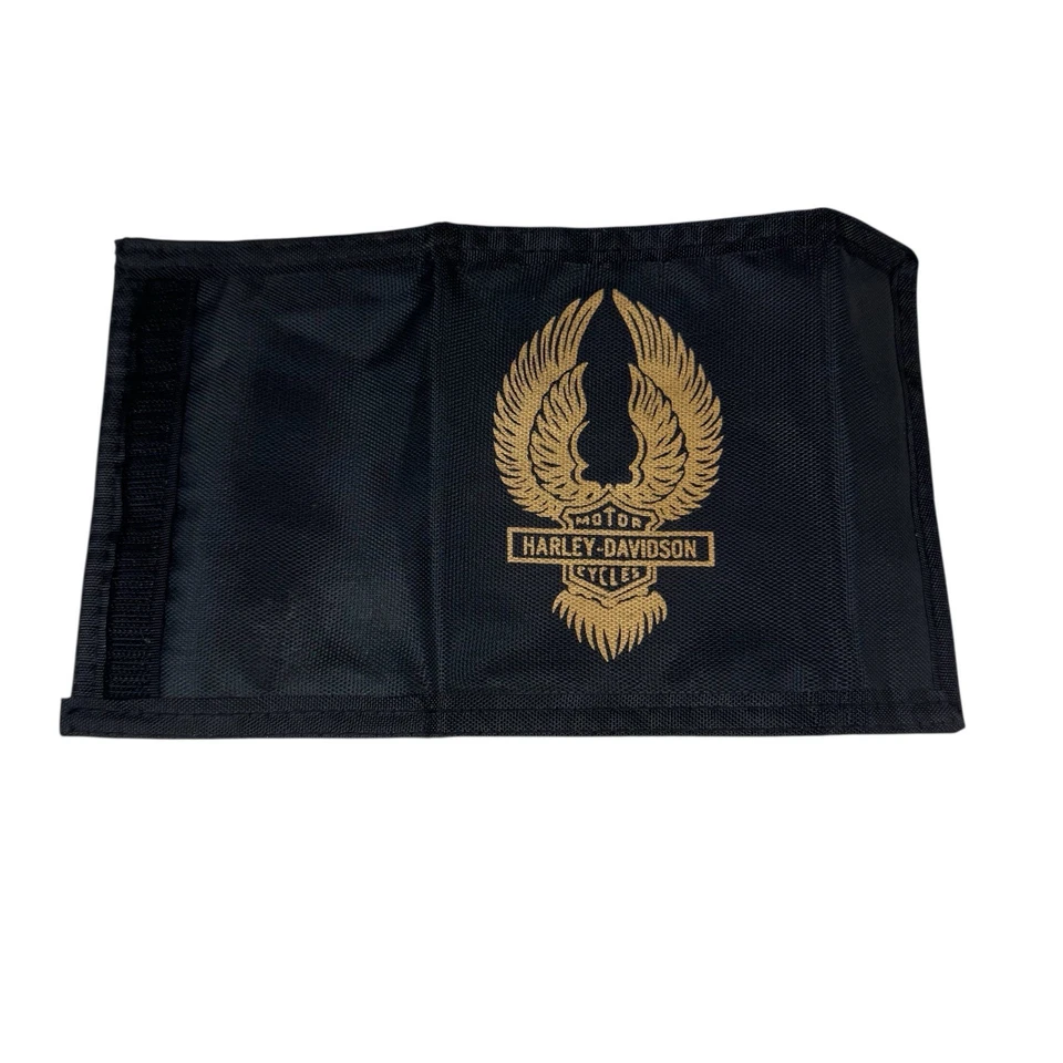 Cartera Harley-Davidson Negra Triple Plegable Nylon Logo Águila Motociclista Motocicleta Foto 3 de 4