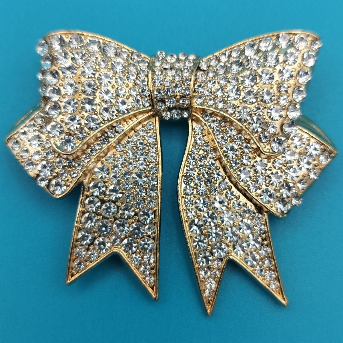 Bow Rhinestone Gold Tone Brooch Rhinestone Bow Brooch Pin: Gold Decorative Scarf Brooch - Etsy main image 2