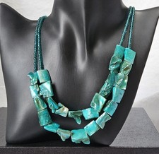 Turquoise Tone Brown 3 Layered Beaded Statement Necklace J1-3339