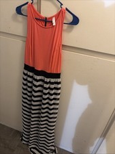 XHILARATION Sleeveless Black Striped  Lined Maxi Dress SIZE Medium