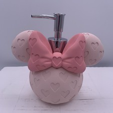 DISNEY Minnie MOUSE Pink Heart Print Soap Lotion DISPENSER with Pump 2 Tone Pink