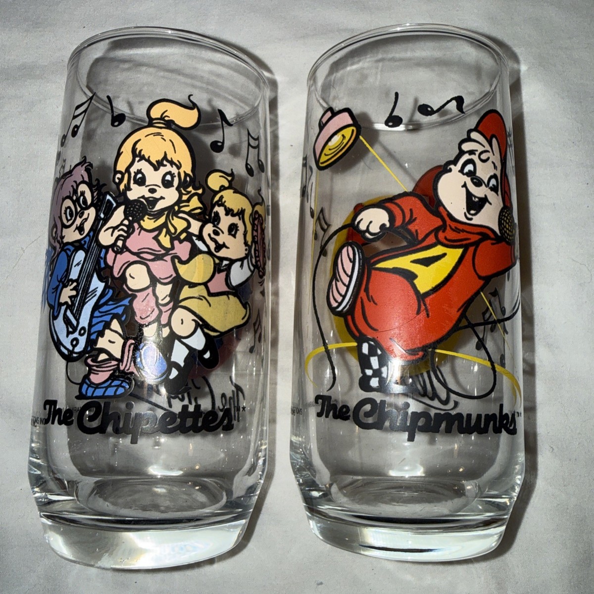 2 Vintage Alvin & The Chipmunks Drinking Glasses Set Cartoon Collectible 80s  | eBay