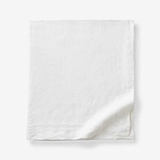 Premium Breathable Washed Linen Solid Flat Bed Sheet - White, Full...