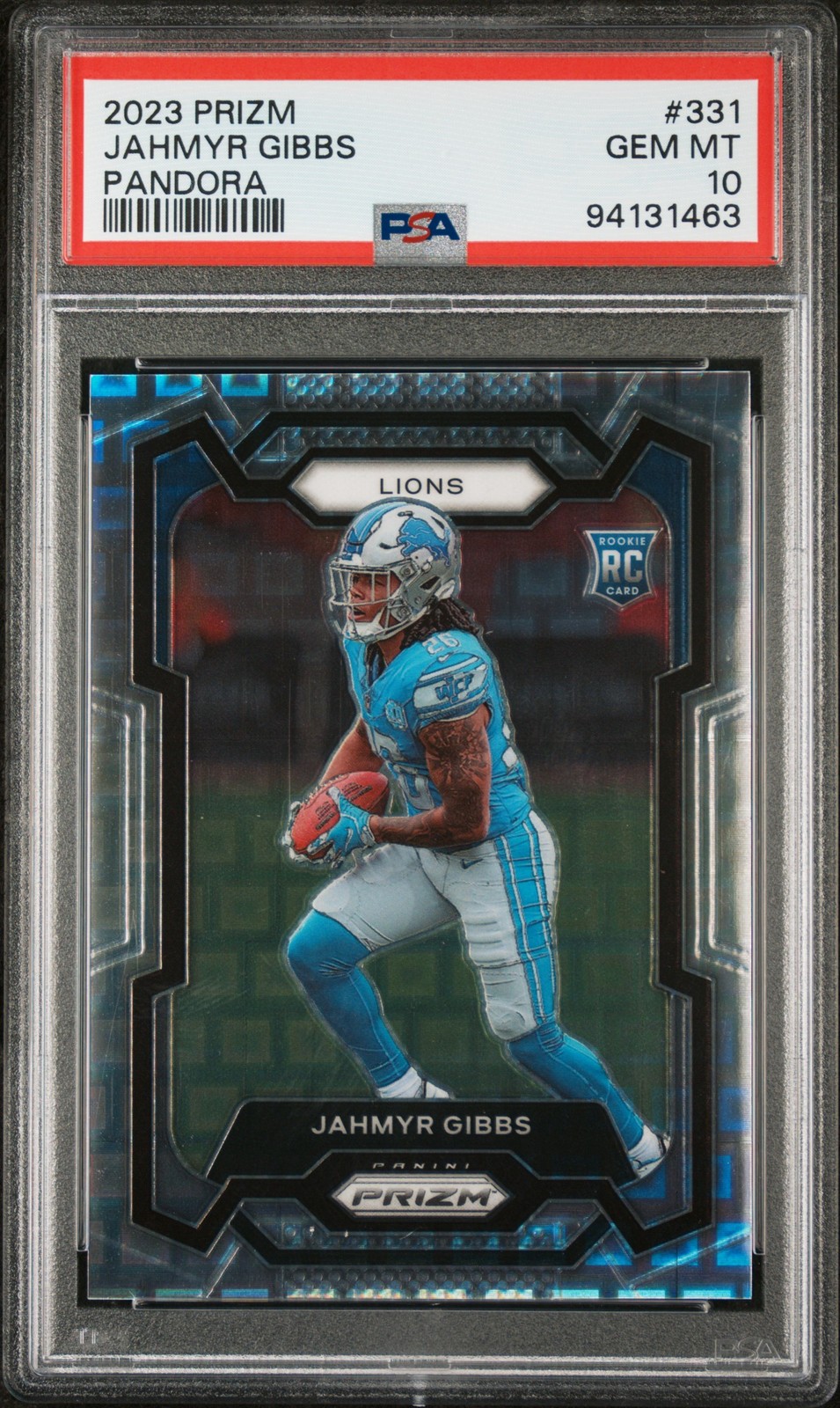 2023 PANINI PRIZM PANDORA #331 JAHMYR GIBBS ROOKIE RC 352/400 PSA 10