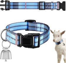 Goat Collar with Copper Bell Set for Sheep Lambs Pygmy Goat,Blue Stripes