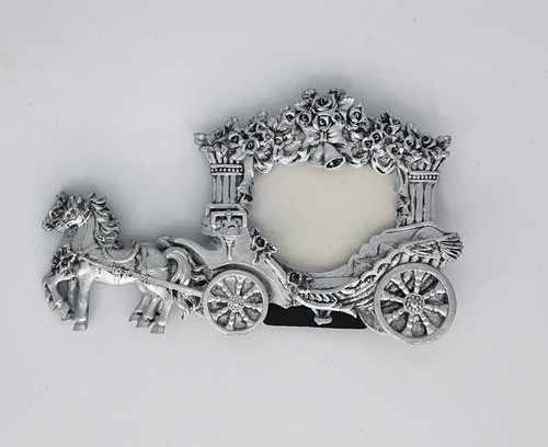 Silver 7" Horse Carriage PICTURE FRAME Party Wedding Favors Events Decorations - Picture 2 of 7