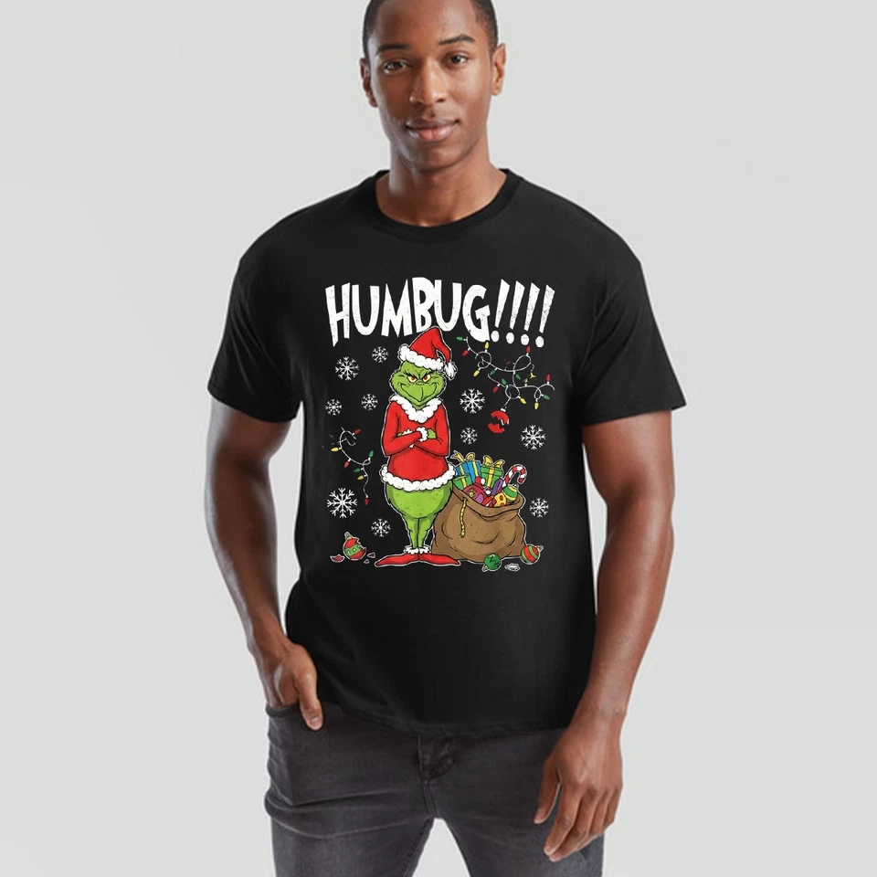 Humbug Grinch Christmas Holidays Graphic Tee Men Women Unisex T-Shirt - Image 4 of 4