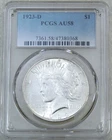 1923-D Peace Silver Dollar PCGS AU58 Frosty PQ for the grade New Holder #N286E