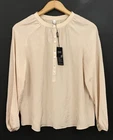 NWT LilySilk 100% Mulberry Silk Blouse Long Sleeve Light Beige Top Size M