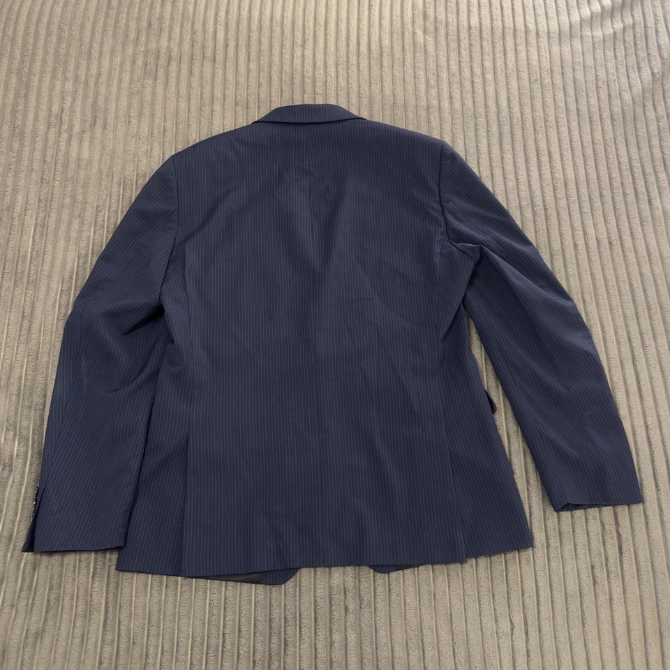 Traje Chaqueta Chaleco Calvin Klein Para Hombres 42R Azul Marino Rayas Lana Clásico Core Business Foto 3 de 4