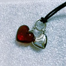 BACCARAT Choker Halskette Doppelherz Kristall silberfarben mit Etui Box