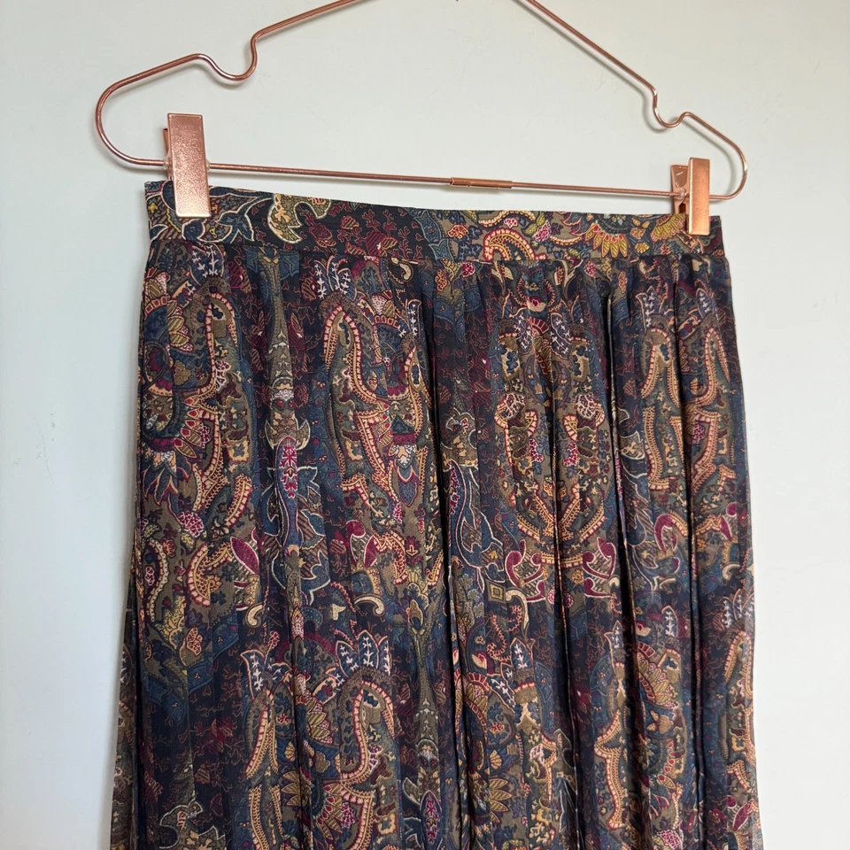 Falda de seda vintage Ellen Tracy talla 10 oscura academia forrada de hadas cachemira plisada Foto 3 de 4