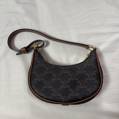 CELINE Triomphe Ava Shoulder Bag Size Mini PVC/Leather Tan 10I602DS1