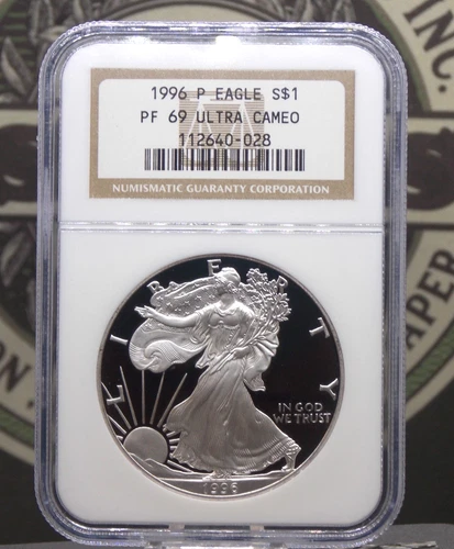 1996 "P" PROOF American *SILVER* Eagle $1 NGC PF69 Ultra Cameo #028 ECC&C, Inc.