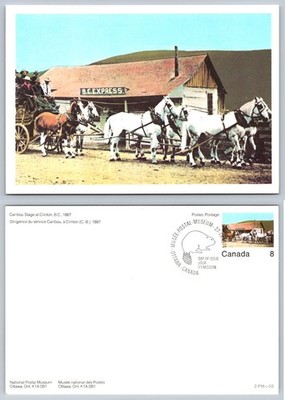 1974 FDC Caribou Stage Clinton BC 1887 BC Express Horse Drawn Postcard
