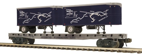 MTH 20-95753 PREMIER RICHMOND FLAT CAR con RF&P 20’ REMOLQUES PARA CACHORROS ESCALA O - NUEVO | Zustand: New