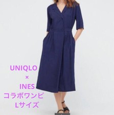 UNIQLO INES DE LA FRESSANGE Navy Long Dress L Used Excellent Condition