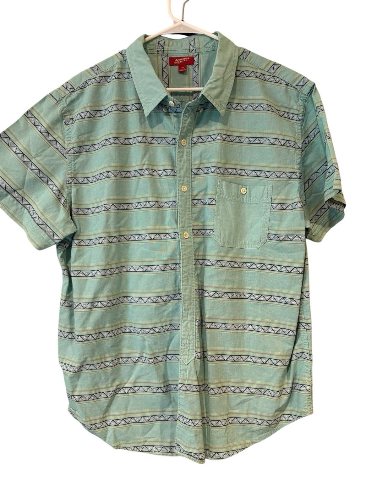 Vintage Arizona Jean Co Shirt Mens Size XXL Striped Green Gray 90s Long Sleeve