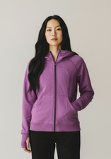 Lululemon Full-Zip Womens Hoodie Athletic Jacket Size 6 Mauve Ribbed Pockets