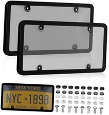 Clear License Plate Protector, 2 Pack License Plate Covers Gray Cover Frame