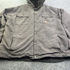 Carhartt J284 GVL 2XL Tall Sherpa Coat Hooded Gray Workwear Streetwear Vintage