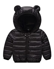Winter Coats Puffer Padded Jacket for Toddler Boys Girls 6-12 Months A-black