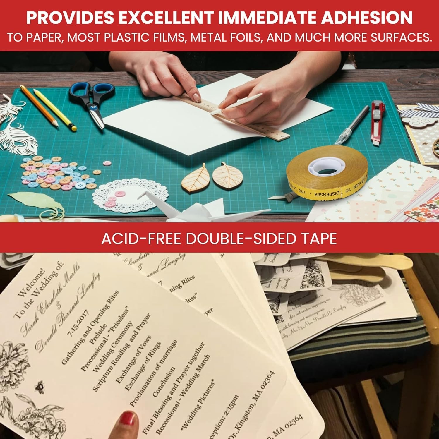 Versatile T.R.U. ATG-7502 Acid-Free Adhesive Tape, 12 Rolls, 1/4 in. x 36 yds