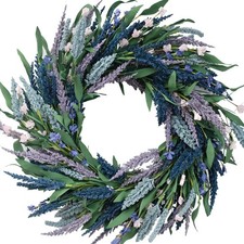 Tempus 20 Inch Artificial Lavender Green Leaf Wreath Spring/Summer for Front ...