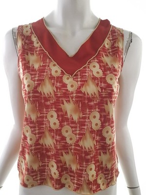 MAX STUDIO Damen Bluse Gr. XS Bordeaux Ärmellos V-Ausschnitt