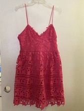 Shein Women’s Hot Pink Lace Mini Short Dress L Large Bust 36” Length 37”