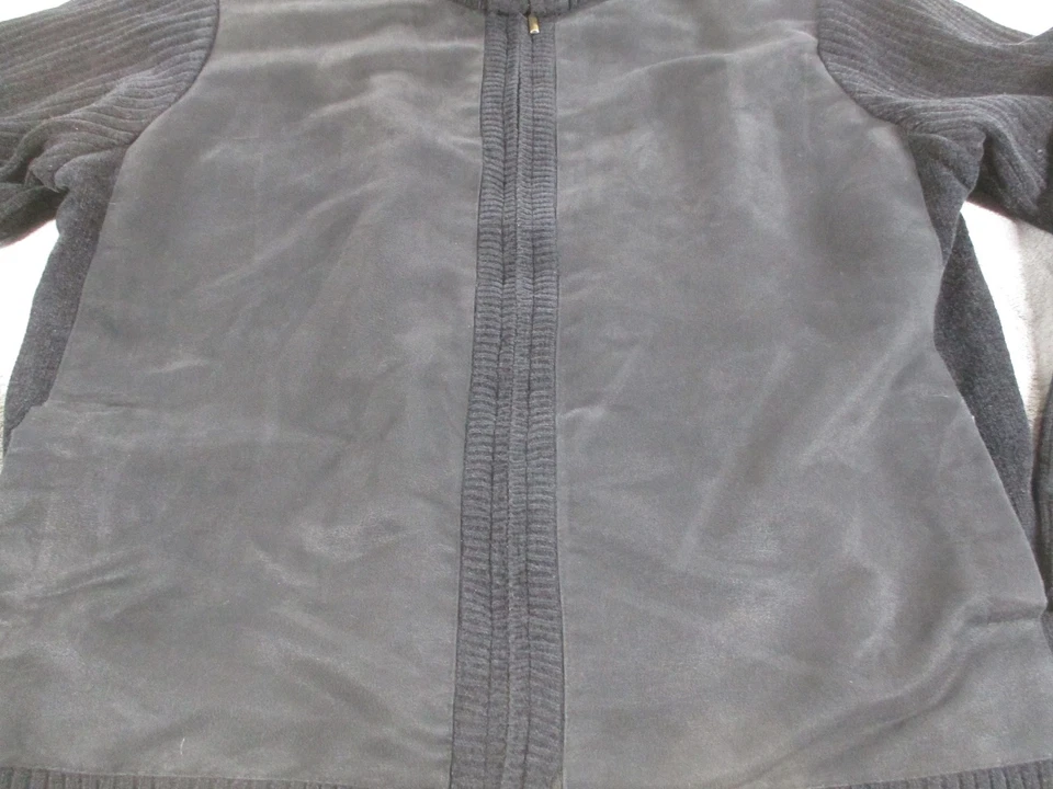 Chaqueta Saks Fifth Avenue Para Hombres XL Gris Gamuza Tejida Bombardero Cremallera Completa Suéter Forrado Foto 2 de 4