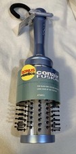 Conair 9.5  Fusion Bluish/Gray Round Hair Brush With 2 Elastics New 107
