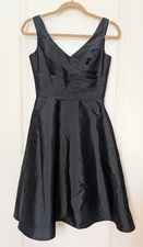 Alfred Sung Knee Length Fit & Flare V-neck Black Dress Size 4 Cocktail Formal