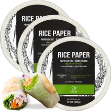 Rice Paper, White Rice Paper Wrappers, 3 Pack, 34 Sheets-Fresh Spring Roll Wr