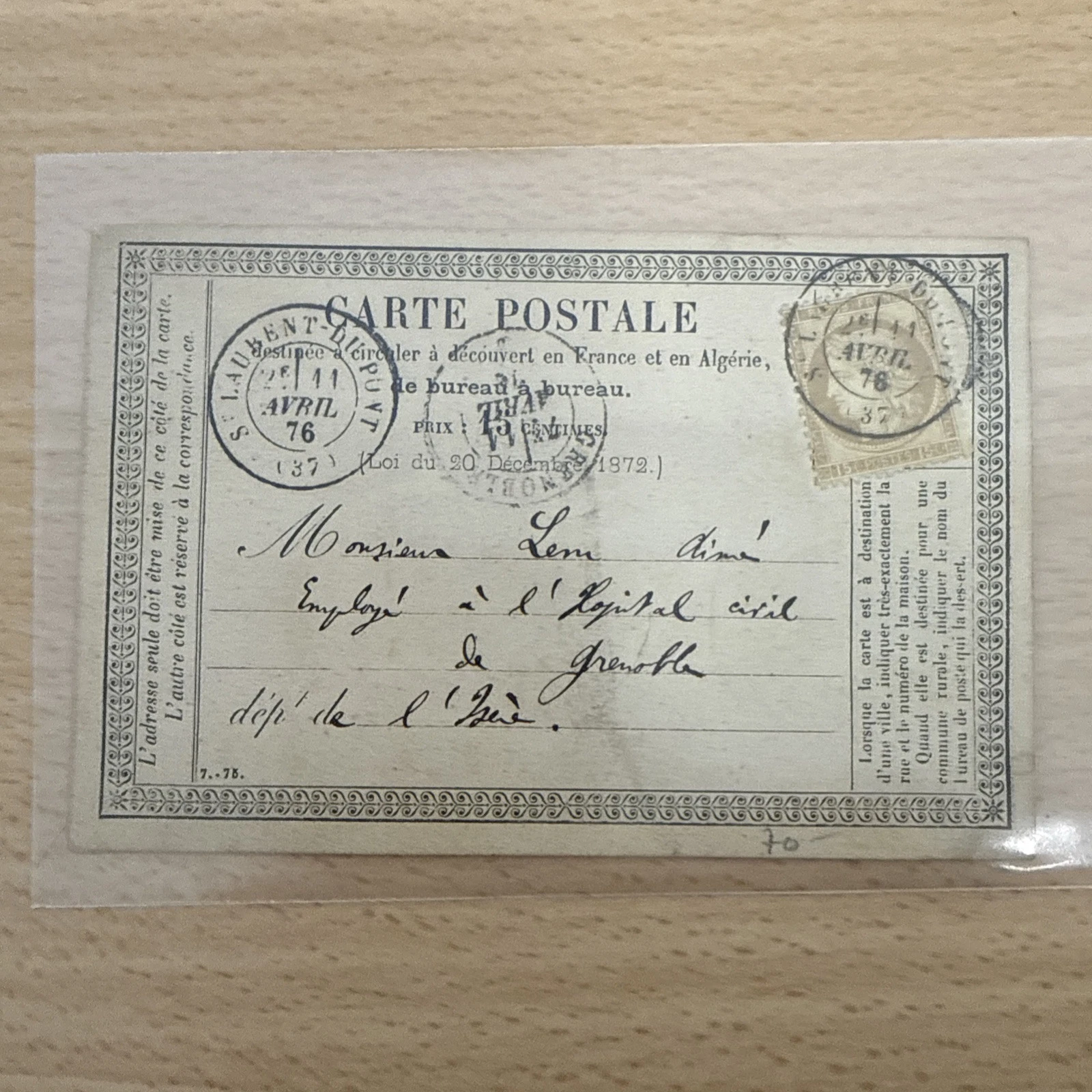 CPA Carte Postale Ancienne Timbre 1872 1873 1874 1875 … À Identifier