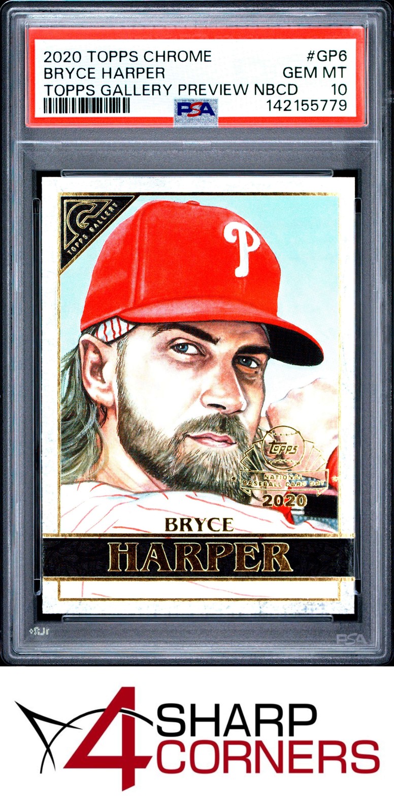 2020 TOPPS CHROME GALLERY PREVIEW NBCD #GP6 BRYCE HARPER PSA 10