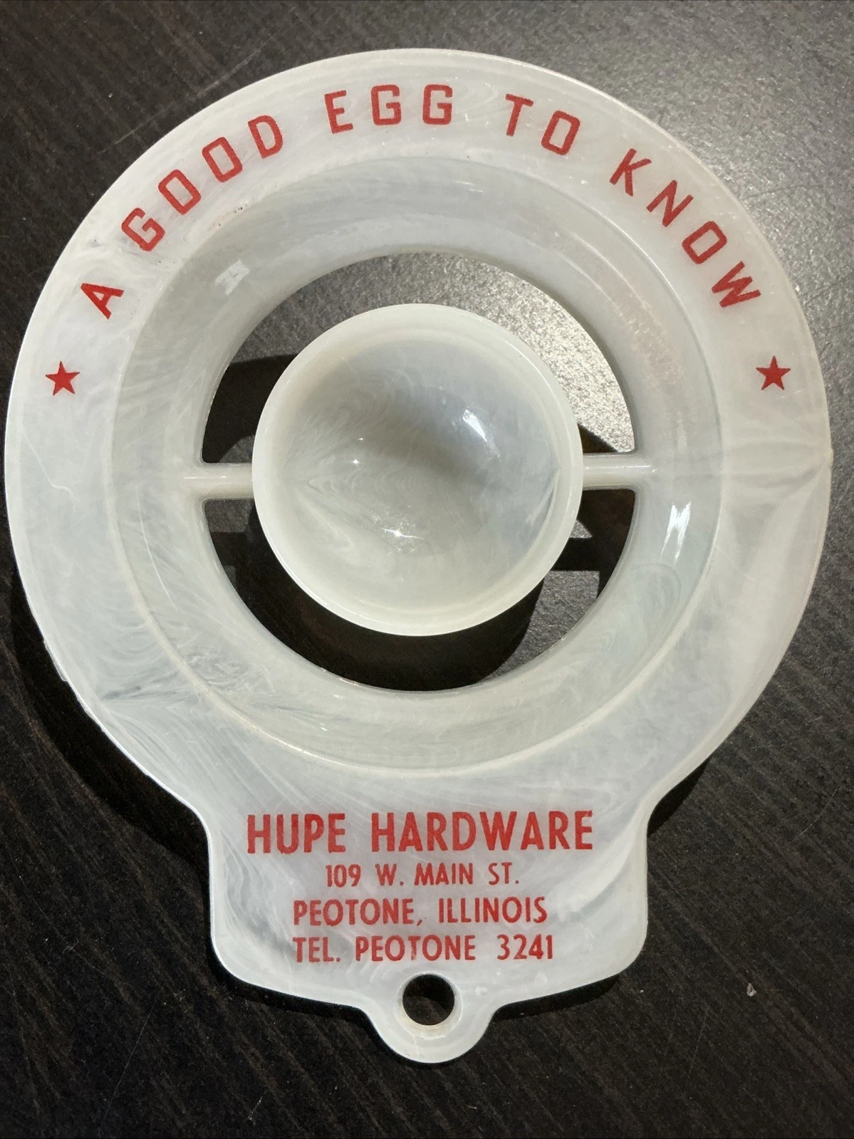 Vintage Hupe Hardware A Good Egg To Know Plastic Egg Separator Peotone, Illinois