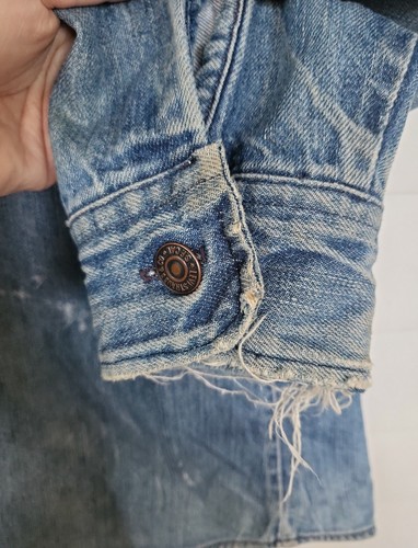 Men's Vintage 70's Levi's Blue Denim Workwear Button Down Shirt Disco Collar M - Picture 8 of 10