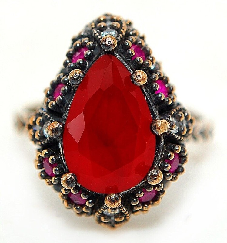 Ottoman Empire 4CT Heat Treated Garnet 925 Sterling Silver Ring Sz 8.5 H1-8