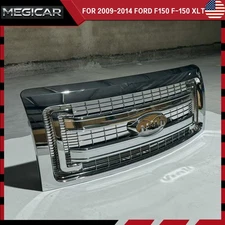 Front Bumper Upper Grille Grill For 2009-2014 Ford F150 F-150 XLT Style Chrome
