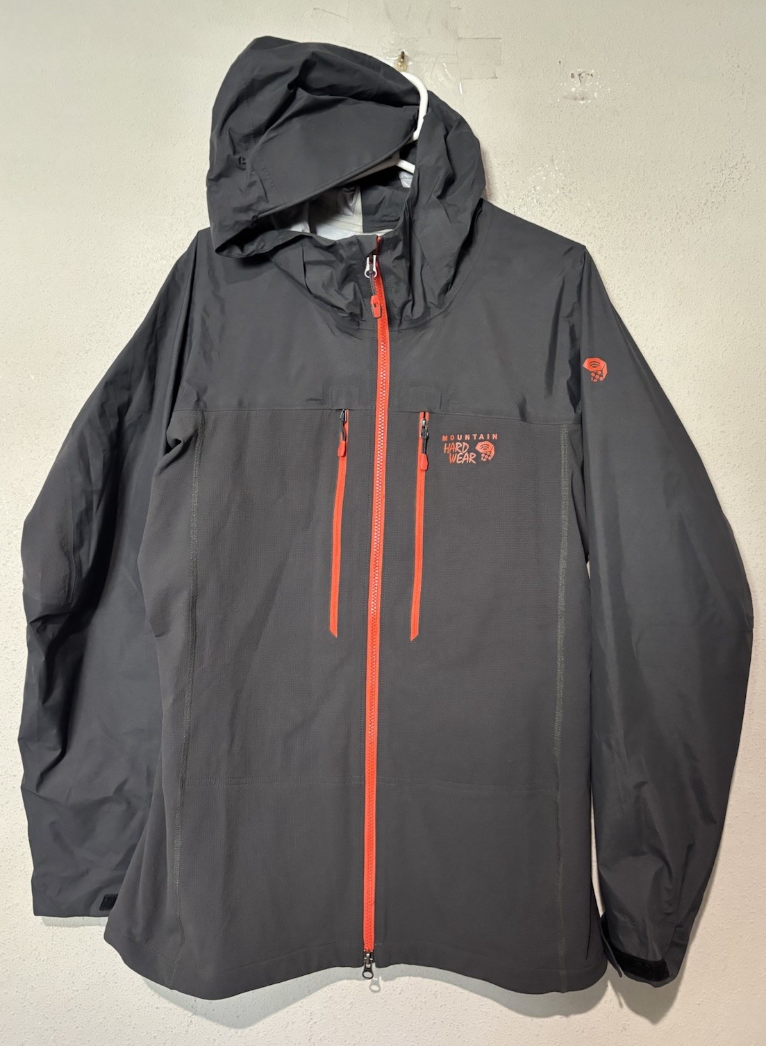 N54 Mountain Hardwear Mixaction Dry Q Elite Ice Climb Jacket Hood Rain Mens Sz L
